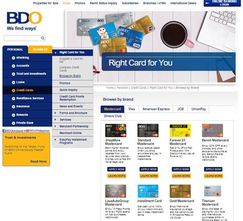 bdo credit card online.